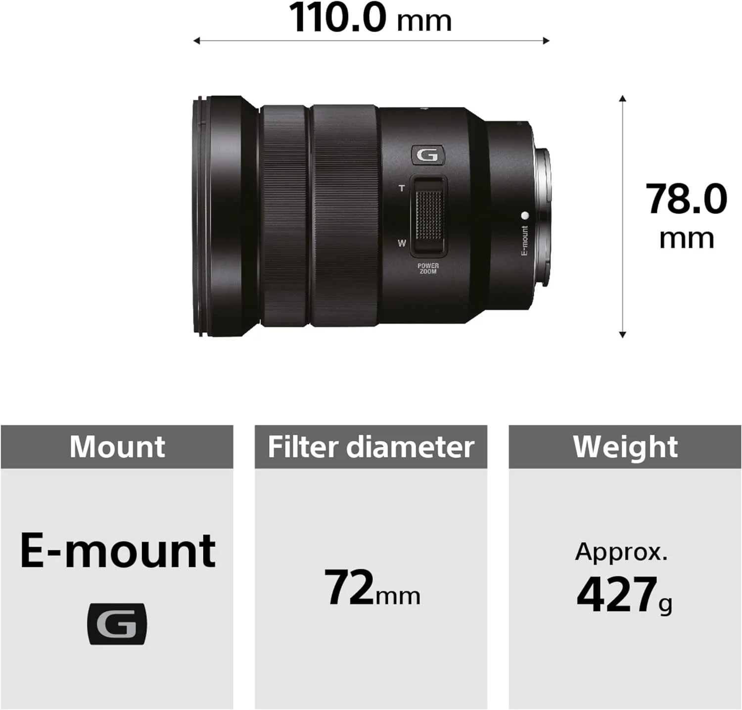Lente Sony SELP18105G E PZ 18-105mm F4 G OSS SELP18105G Lente Sony SELP18105G E PZ 18-105mm F4 G OSS SELP18105G