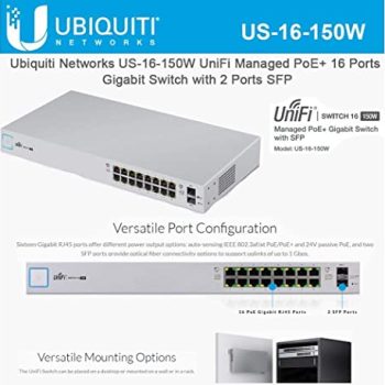 Ubiquiti SWITCH 16UERTOS POE+ SPF US-16-150W