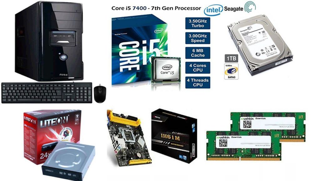 Clon Intel Core i5-7400  16GB Ram 1TB Disco duro 24X DVD- RW