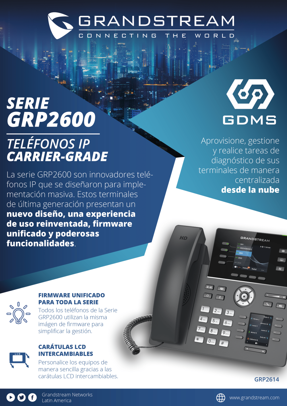 ¡Oferta! Grandstream GRP2613Teléfono IP IPV4/IPV6 GRP2613