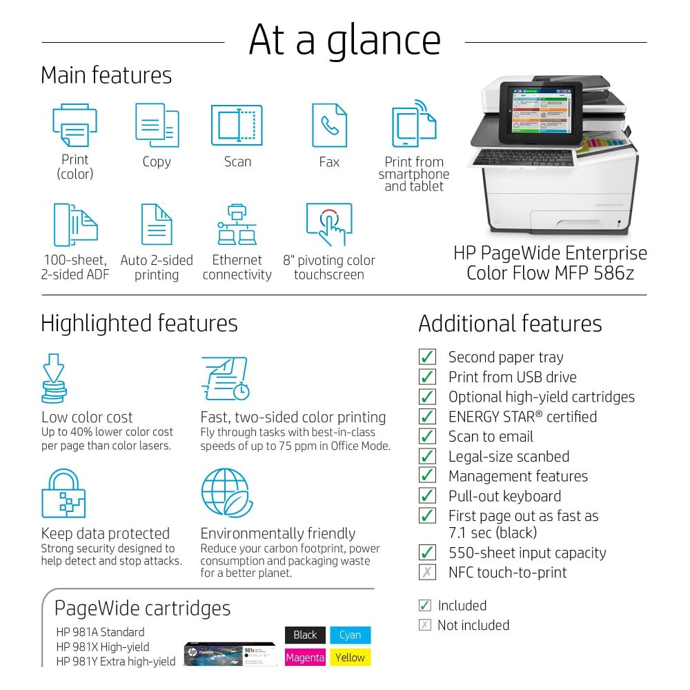 HP PageWide 586 586z Page Wide Array G1W41A#201 - Imagen 5
