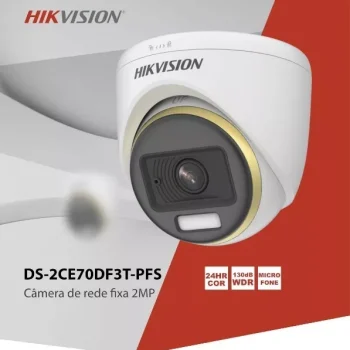 Hikvision CAMARA TIPO DOMO HD MICROFONO 2MP DS-2CE70DF3T-PFS 2.8MM