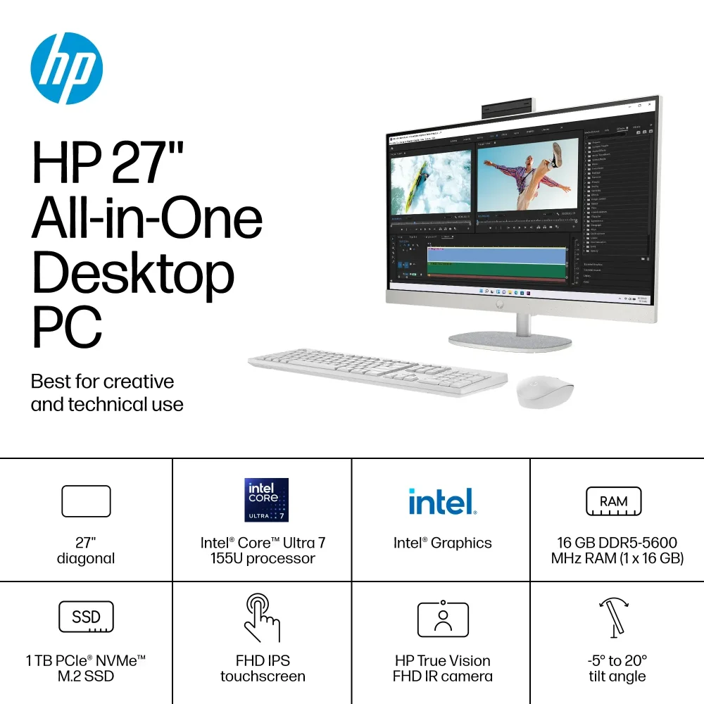 ¡Oferta! HP 27-CR1064 AIO ULTRA-7 16GB 1TB  W11H 27CR106 - Imagen 2