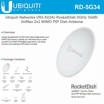 ¡Oferta! Ubiquiti AirMax Carrier Class 2x2 PtP Antena RD-5G34