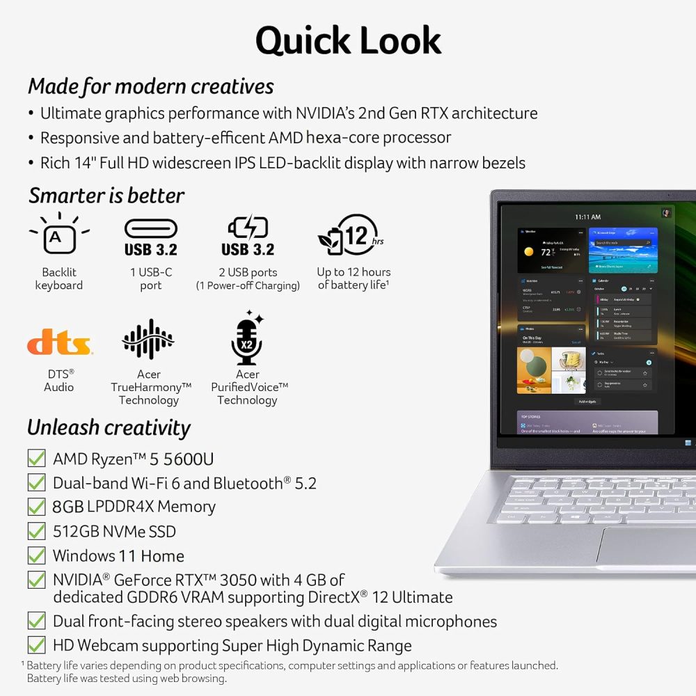 ACER SWIFT X SFX14-41G-R7Y RYZEN 5 5600U 8GB 512GB NX.AU6AA.002 - Imagen 4