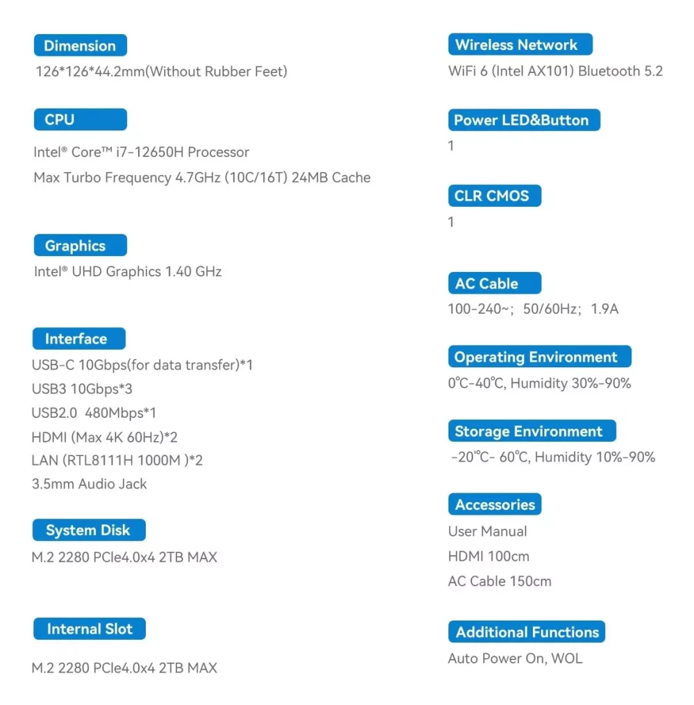 ¡Oferta! BEELINK MINI EQI12-LP INTEL I7-12650H 24GB 500GB BLEQI12LP12650H24G5 - Imagen 3